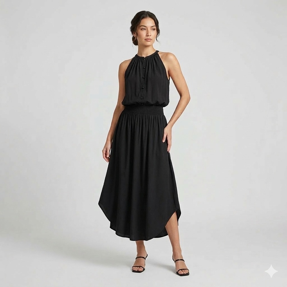 Ramy Brook Sleeveless Chiffon Midi Dress in Black Women’s Size S